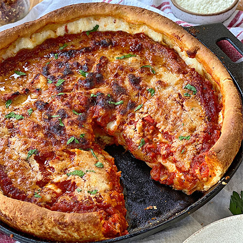 Chicago-Style Deep Dish Pizza with Italian Sausage Recipe