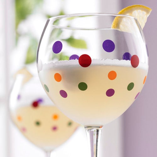 Polka Dot Champagne Coupe Glasses Set of 2 12 oz by The Wine