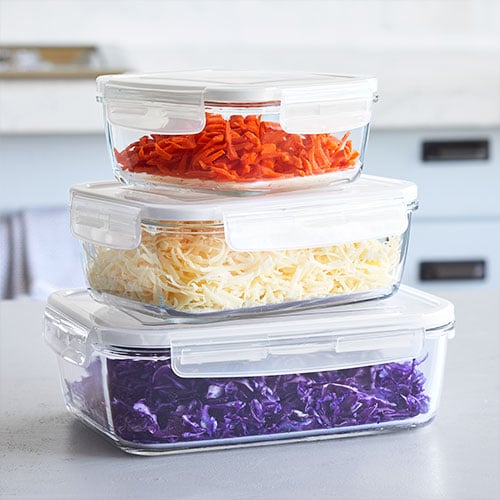 Microwavable Glass Food Storage Container, Clear with Lid. Heat Resistant